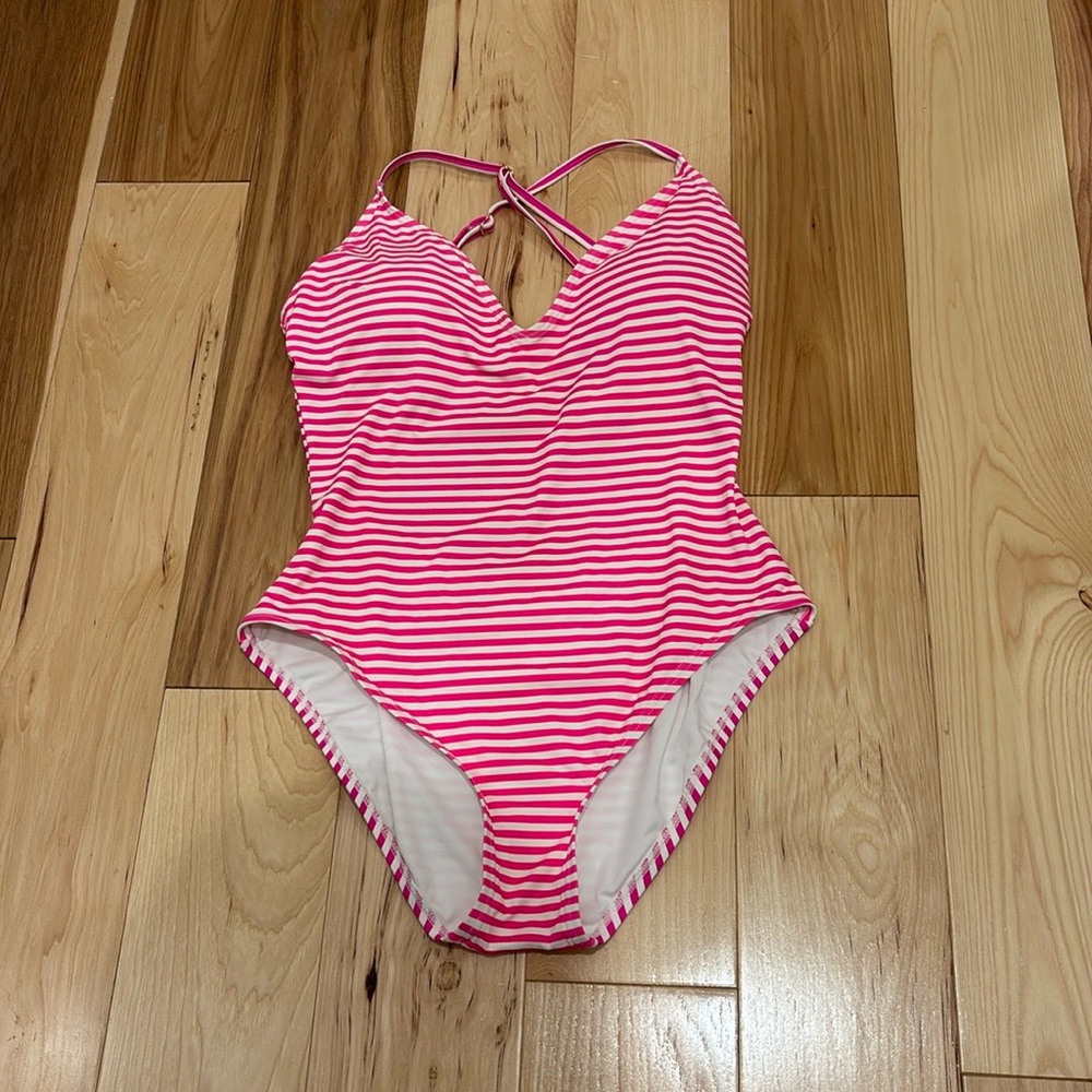 PINK Kate Spade Ringmaster Stripe V-neck One-piece - Picture 5 of 8